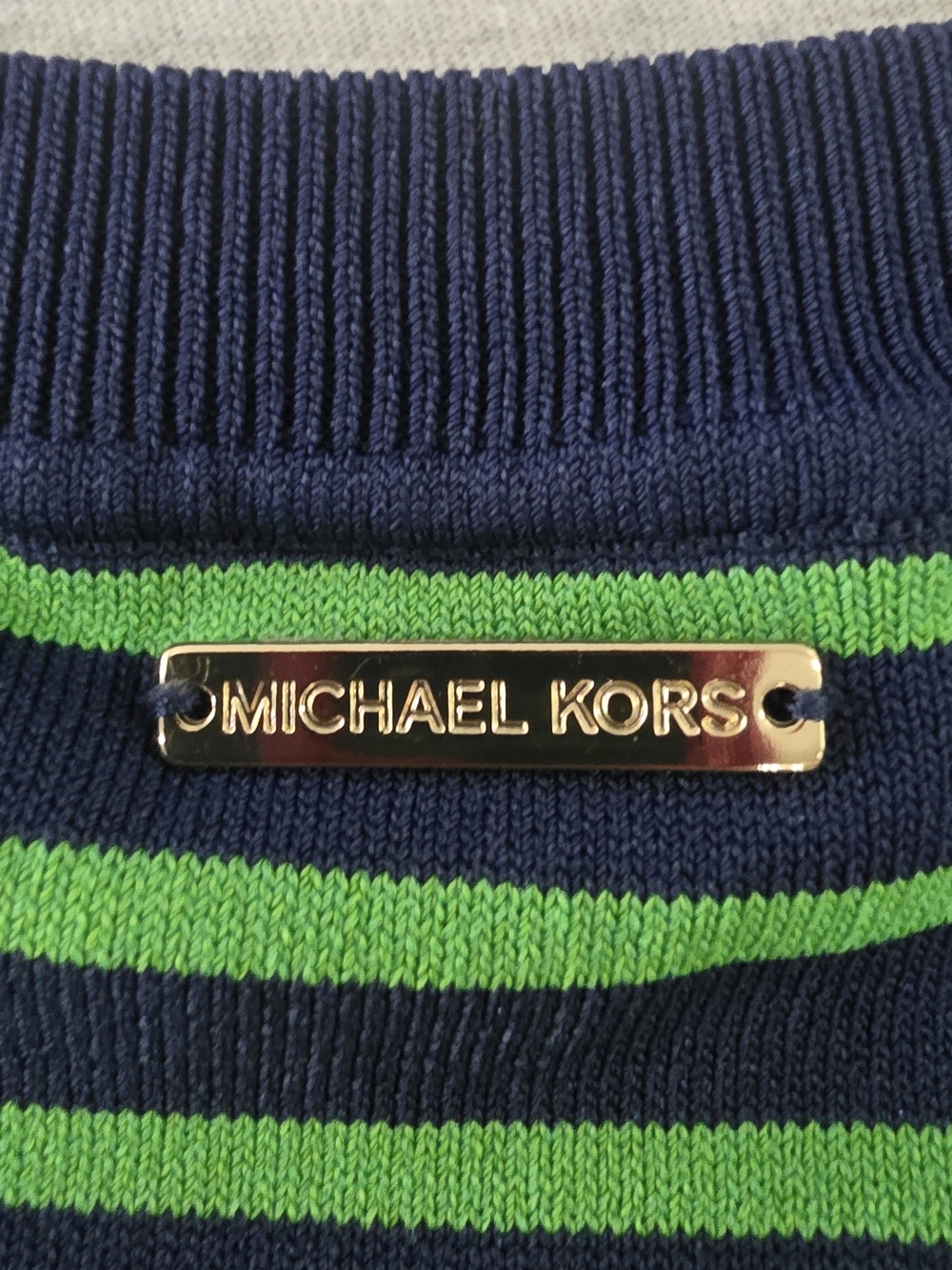 MICHAEL Michael Kors Navy & Green Striped Short-Sleeve Midi Dress - Picture 7 of 7